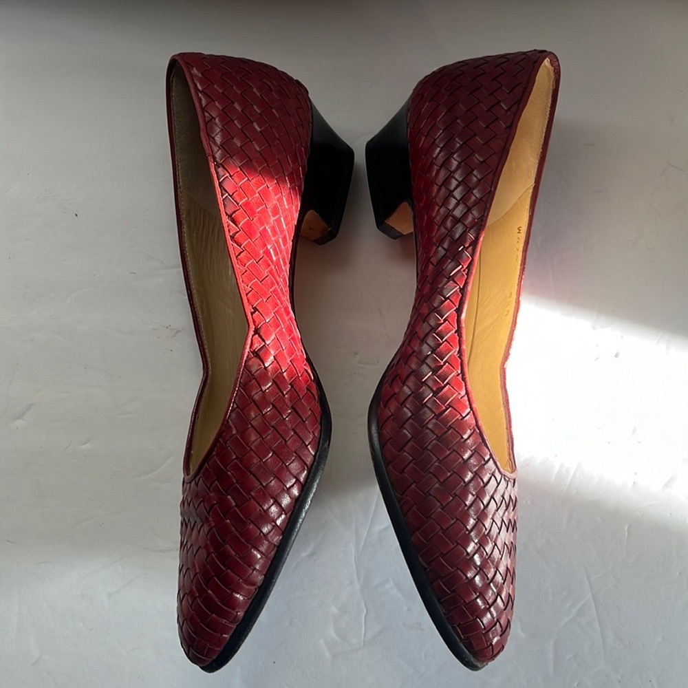 COLE HAAN Cognac tan leather woven slip on Handmade in Italy - Picture 3 of 8